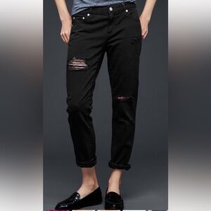 GAP 1969 Girlfriend Jeans Black Destroyed Straight Fit Distressed 24 0R
